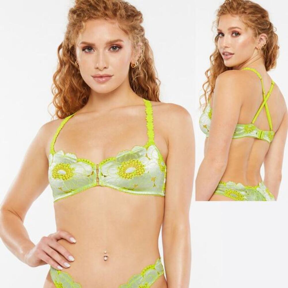 Savage X Fenty Women's‎ Perfect Seashell Blue Poppylicious Lace Bralette Size L